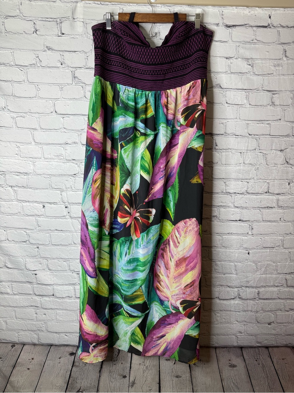 Lane Bryant tropical print bandeau maxi dress size 22